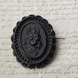 Grande Broche Camée en Gutta Percha Napoléon III XIXè Victorian Mourning Jewel