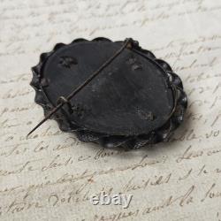 Grande Broche Camée en Gutta Percha Napoléon III XIXè Victorian Mourning Jewel