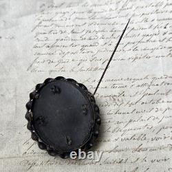 Grande Broche Camée en Gutta Percha Napoléon III XIXè Victorian Mourning Jewel