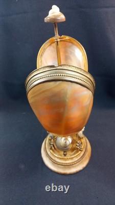 Grande Cave à Cigares Napoléon III XIXe Laiton Coquillages Nacre Marbre