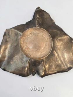 Grande Coupe Centre de Table Bronze Argenté XIXe Oiseaux Vigne Napoléon III 40cm