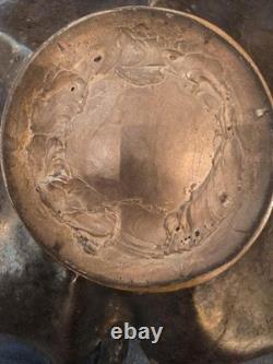 Grande Coupe Centre de Table Bronze Argenté XIXe Oiseaux Vigne Napoléon III 40cm
