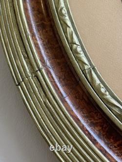 Grande Lithographie Ancienne XIXe Fillette et Agneau Cadre Ovale Napoléon III