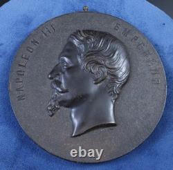 Grande Médaille XIX ème Napoleon III Empereur Bois durci vers 1860