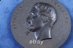 Grande Médaille XIX ème Napoleon III Empereur Bois durci vers 1860