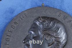 Grande Médaille XIX ème Napoleon III Empereur Bois durci vers 1860
