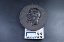 Grande Médaille XIX ème Napoleon III Empereur Bois durci vers 1860