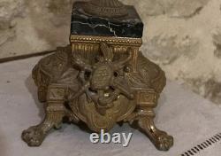 Grande Paire Candélabres Bronze & Marbre Napoléon III XIXe 70cm