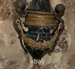 Grande Paire Candélabres Bronze & Marbre Napoléon III XIXe 70cm