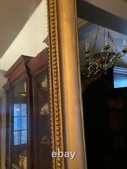 Grande glace de cheminée miroir à fronton Régence XIXe Napoléon III 178 cm