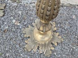 Grande paire de cornes décoratives XIXe en monture bronze doré 62 cm