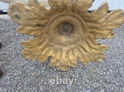 Grande paire de cornes décoratives XIXe en monture bronze doré 62 cm