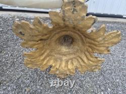 Grande paire de cornes décoratives XIXe en monture bronze doré 62 cm