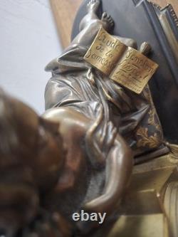 Grande pendule Napoléon III bronze & marbre Étude de la Jeunesse XIXe