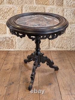 Guéridon Napoléon III en bois noirci et marbre XIXe siècle