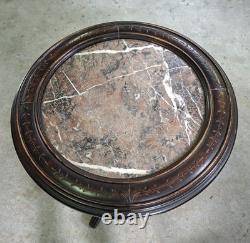Guéridon Napoléon III en bois noirci et marbre XIXe siècle