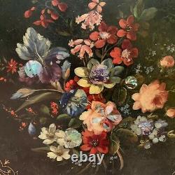 Guéridon tripode Napoléon III Incrustation d'un décor floral en nacre XIX siècle