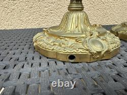 H. PICARD PAIRE DE BOUGEOIRS ST. ROCAILLE LOUIS XV BRONZE DORÉ NAPOLÉON III XIXe