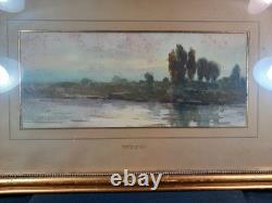 Henri Joseph HARPIGNIES Paysage Lacustre Aquarelle sur Papier XIXe Dessin