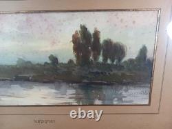 Henri Joseph HARPIGNIES Paysage Lacustre Aquarelle sur Papier XIXe Dessin