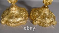 Henri Picard, Paire De Bougeoirs Napoléon III En Bronze Doré, XIX ème