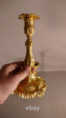 Henri Picard, Paire De Bougeoirs Napoléon III En Bronze Doré, XIX ème