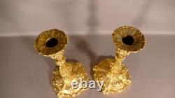 Henri Picard, Paire De Bougeoirs Napoléon III En Bronze Doré, XIX ème