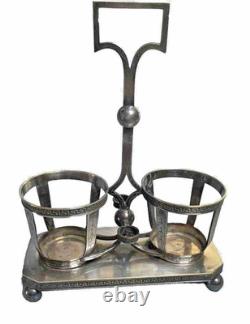 Huilier Vinaigrier mi XIX ème Antoine VAUTRIN métal Argenté Victorian cruet