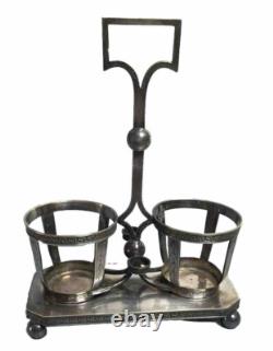 Huilier Vinaigrier mi XIX ème Antoine VAUTRIN métal Argenté Victorian cruet