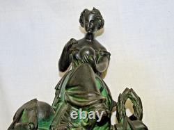 -JOLI ANCIEN SUJET REGULE PATINE NOIRE NAPOLEON III XIXe SOCLE BOIS NOIRCI D