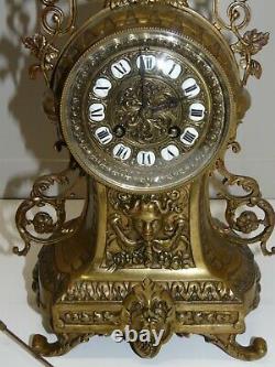 JOLIE PENDULE CARTEL BRONZE XIXe NAPOLEON III SONNERIE CLOCHE pendulum clock