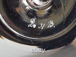 Jolie LAMPE A PETROLE napoléon III Opaline Soufflée Noire & Émaillée XIXè