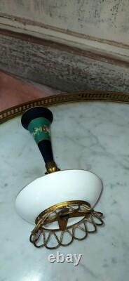 Jolie baguier porcelaine vase cornet bronze laiton XIX ème Napolèon III