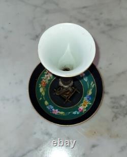 Jolie baguier porcelaine vase cornet bronze laiton XIX ème Napolèon III