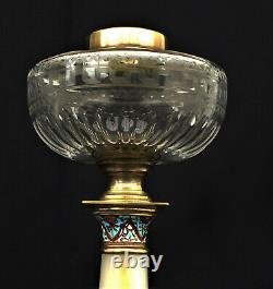 LAMPE à PETROLE Cristal Baccarat Onyx Bronze Emaux Cloisonnés Napoléon III XIXè