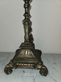 LP68-Lampe à pétrole XIX ème, style Napoléon III, Décor femme romantique