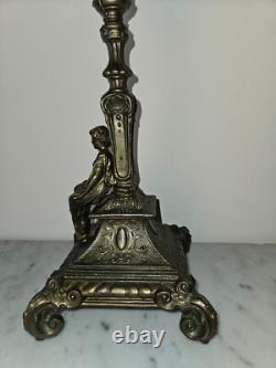 LP68-Lampe à pétrole XIX ème, style Napoléon III, Décor femme romantique