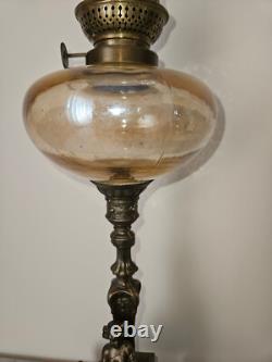 LP68-Lampe à pétrole XIX ème, style Napoléon III, Décor femme romantique