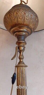 Lampadaire bronze doré pétrole napoléon III XIX° onyx victorian oil floor lamp