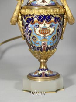 Lampe Napoléon III En Bronze Et émaux Cloisonné, époque XIX ème Siècle