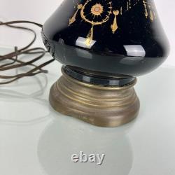 Lampe Napoléon III XIXe siècle doré opaline torsadée irisée Art Nouveau, Legras