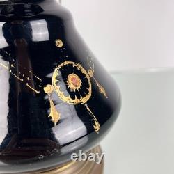 Lampe Napoléon III XIXe siècle doré opaline torsadée irisée Art Nouveau, Legras