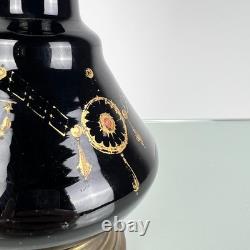 Lampe Napoléon III XIXe siècle doré opaline torsadée irisée Art Nouveau, Legras