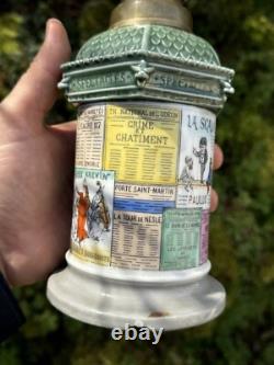 Lampe à pétrole Napoléon III Kiosque d'affichage des spectacles parisiens XIX