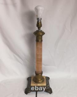 Lampe de table Napoléon III en albâtre et régule XIXe S. Hauteur 40 cm