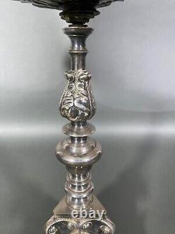 Lampe en bronze argenté XIXe pieds griffes Napoléon III H5290