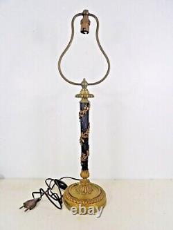 Lampe lyre bronze metal double patine guirlande de fleurs Napoleon 3 XIXè