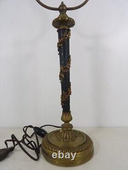 Lampe lyre bronze metal double patine guirlande de fleurs Napoleon 3 XIXè