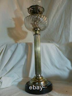 Lampe petrole cristal baccarat colonne Hinks bronze argenté 19eme XIX EME