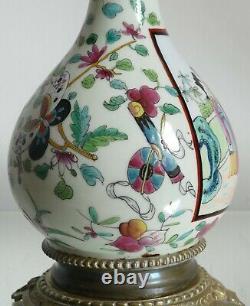 Lampe pétrole porcelaine Bayeux Langlois Chine XIXe Napoléon III cristal gravé